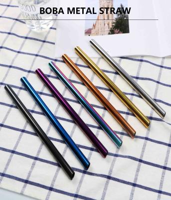 China Disposable Custom Metal Logo 12mm Straw Set Set of 8 Reusable Stainless Steel Metal Straws for sale