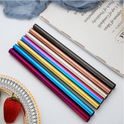 China 2021 New Trendy Disposable Eco-Friendly Reusable Stainless Steel Straws Metal Boba Beveled Straw for sale