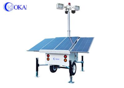 China OKAF Construction Site Surveillance Light Tower 4G 5G Mobile CCTV Trailer Solar Security Camera Tower for sale