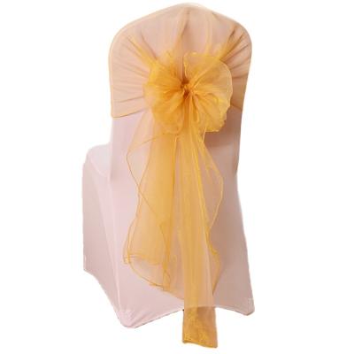 China plain organza sash hooded wedding chair cover decorative bow sashes/bow sash for sale