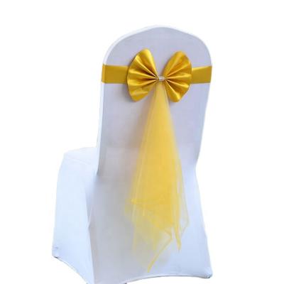 China Simple Banquet Party Chair Cover Sash Wedding Chair Sashes Yellow for sale