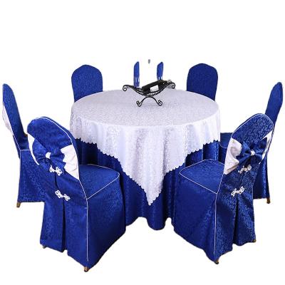 China Jacquard Banquet Wedding Polyester Damask Ruffled Hotel Stretch Chair Cover Material Polyester for sale