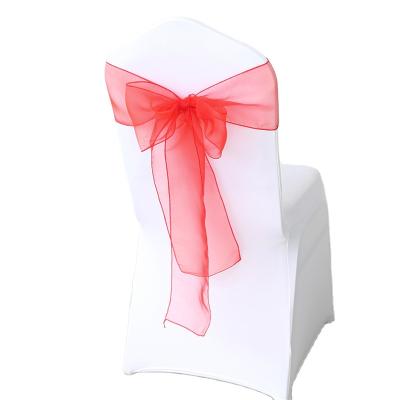 China Simple Decorative Party Hotel Banquet Wedding Chair Sashes Chair Bands Wholesale Organza Chair Sash Ties for sale