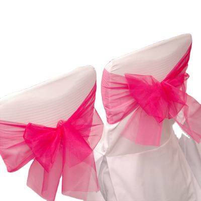 China Simple Decorative Party Hotel Banquet Wedding Chair Sashes Chair Bands Wholesale Organza Chair Sash Ties for sale