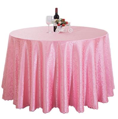 China Disposable Custom Design Wedding Round Polyester Jacquard Tablecloth Round Banquet for sale