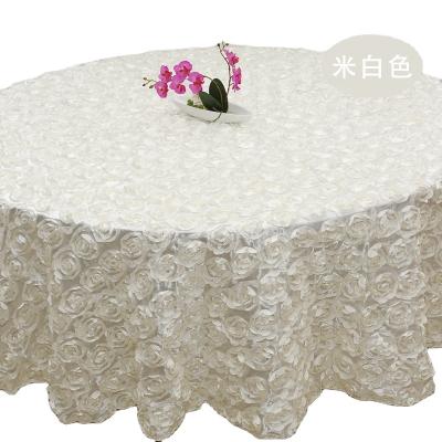 China Waterproof Handmade Embroidered Table Cloth Flower Design Table Cloths Round Embroidered Wholesale For Weddings Party Event Decorations for sale