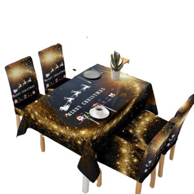 China Oilproof Christmas Party Tablecloths Stretch Decoration Protector Rectangular Fitted Dining Table Cloth for sale