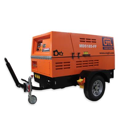 China GTL 185CFM/7BAR screw air compressor, 185cfm portable diesel air compressor for sale