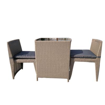 China JB09 3pcs Patio Table Sets Bistros Furniture Rattan Aluminum Steel Outdoor Chair and Table Sets for sale