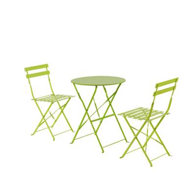 China Wholesale JD001B Steel Frame Metal Foldable Table and Chair Set Outdoor Round Table Bistros Chair for sale