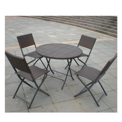 China Steel Frame Furniture Cafe Tables And Chairs Pe Rattan Outdoor Folding Chair Sets for sale