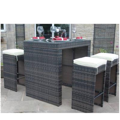 China Low Price JB07 Rattan Wicker Large Bar Table Outdoor Bar Table And Chairs And Chair Furniture Sets for sale