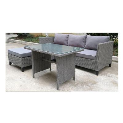 China Rattan Steel Frame 3Person Set Leisure Patio Sofa Furniture Garden Sectional Garden Furniture Rattan Wicker Sofa Set for sale