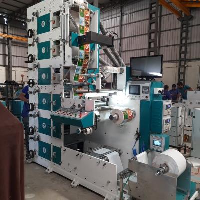 China Factory SIX COLOR FLEXO LABEL ROTARY PRINTING MACHINE WITH A DRYER UNIT UV ROTARY CUTTING UNIT. for sale