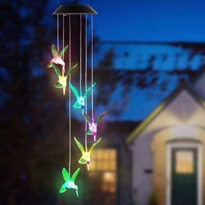 China Outdoor Modern Minimalist Hot Sale Multi Color Changing 6 Decorative Solar Led Sympathy Light Wind Chimes For Garden for sale