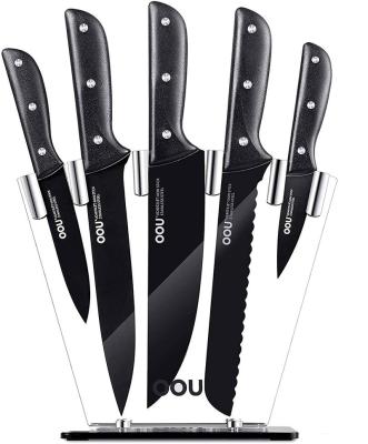 China New Design Viable High Quality Chef Series Knife Set 5 Pieces Carbon Stainless Steel Kitchen Black for sale