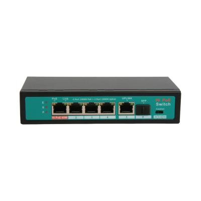 China CCTV Monitoring External Power Supply IEEE802.3af/at PoE++/BT VLAN AC220V Mini 4 1000M Standard AI PoE Support Port Smart Fiber Switch for sale