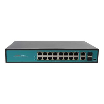 China Left Industrial POE 16+4 Uplink Controlled Switch Network 16 Port PoE SFP Switch Hi-PoE Gigabit Ethernet 10/100/1000Mbps Poe for sale