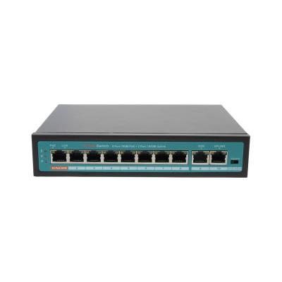 China POE VLAN Support 250M High Quality 10/100/1000Mbps Network Security System and IP Camera CCTV Industrial Ethernet 8 PoE Port Switch for sale