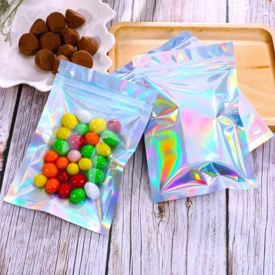 China Custom PVC Mylar Moisture Proof Zip Bags Pouch HHolographic 3 Side Seal Three Pouch Bag for sale