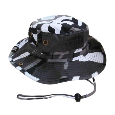 China 100%cotton Character Customize Outdoor Expedition White / Black / Gray Camouflage Bucket Hats for sale