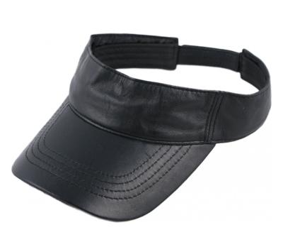 China Real Character High Quality Black Leather Visor PU Leather Hat for sale