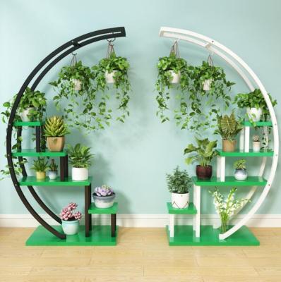 China High Quality Durable Round Balcony Multi-Storey Balcony Decorative Frame Iron Flower Pot Rack Holder Storage Frame for sale