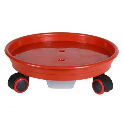 China Durable 37cm 14.5 Inch Plant Movable Supply Stands Dish With Wheel And Water Pan For Indoor Plants for sale