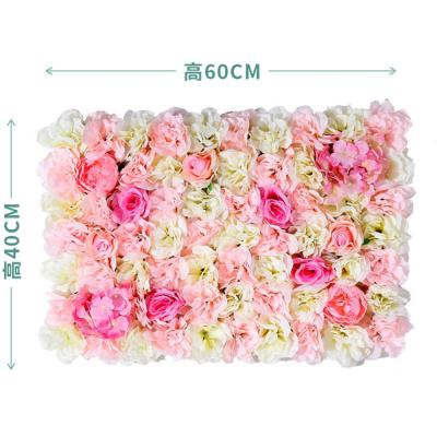 China New Design Silk+plastic Hydrangea with Rose Artificial Silk Wedding Backdrop Flower Wall for sale