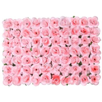 China Plastic and Silk Fabric Customized Artificial Silk Wedding Roll Up Flower Wall Rose Backdrop for sale