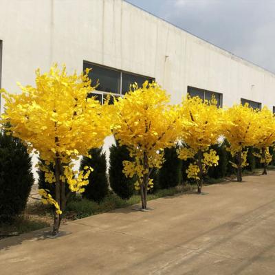 China 2020 Indoor/Outdoor Decoration High Quality Large Ornamental Outdoor Bonsai Trees Yellow Artificial Ginkgo Tree Wholesale for sale