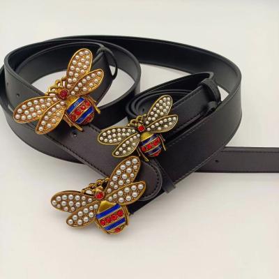 China 2021 Women's Genuine Leather Belt High Quality PU Conveyor Chain Accessories Rhinestone Ladies Women Men Belts Designer Custom Beaded Belts for sale