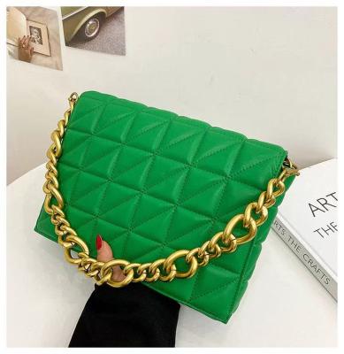 China Fashion branded women's shoulder bags 2021 thick chain stitched shoulder purses and handbag women grab bags ladies handbag for sale