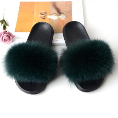 China CUSHIONING Most Popular Luxury Real Fur Slippers Pink Fox Fur Slippers Fur Slippers for sale