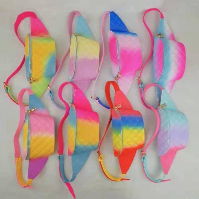 China CUSHIONING Colorful Frosted Jelly Bag With Rainbow Color Fox Fur Ladies Sandals And Slippers Set for sale