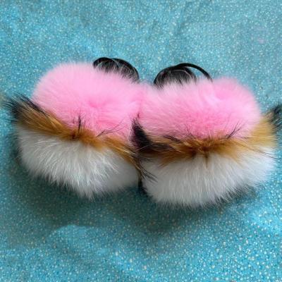 China Insulative 2021new pattern kids fluffy fur slips fur slippers for kids children fur slipper for sale