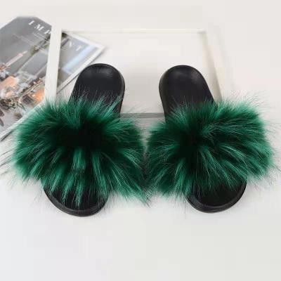 China Luxury Fashion Trend Women's Faux Fur Slide Vegan Slippers,Winter Women's Open Toe Fluffy House Indoor Slides Slipper for sale