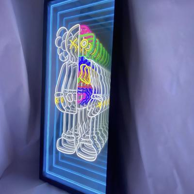 China Buildings Custom kaws infinity mirror abyss mirror led infinity wall mirror kaws neon signs for sale