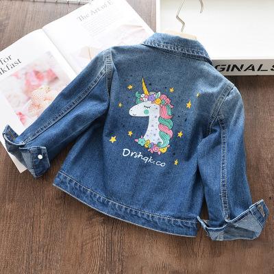 China Breathable Bear Chef Girls Denim Coats Brand Spring Children's Jackets New Clothes Cartoon Coat Embroidery Kids Clothing For 3 8Y for sale