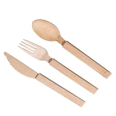 China Hotel Disposable Spoon, Fork and Knife Travel Disposable Bamboo Utensils and Disposable Bamboo Tableware Kitchen Dinnerware Set for sale