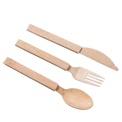 China Hot Sale Fruit Cake Party Hotel Disposable Cutlery Set Bamboo Cutlery Knife Fork Spoon Bowl for sale