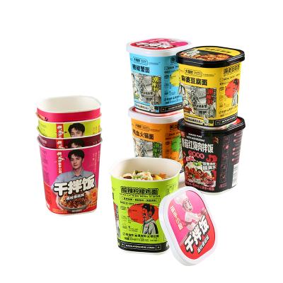 China Disposable Paper Noodle Soup Cup Disposable Hot Square Cup Custom Printing Instant Paper Cup With Lid for sale