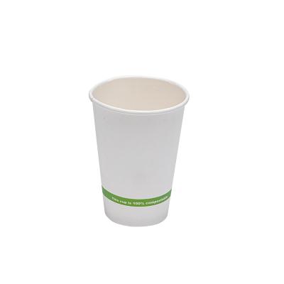 China Hot Selling Custom Biodegradable With Logo Disposable Single Wall Paper Coffee Cup Beverage PLA Biodegradable Paper Plastic Cup With Lid for sale