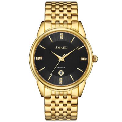 China Not Specified 9026 Smael Mens Popular Stainless Steel Chronograph Fashion Mens Gold Quartz Luxury Watches For Men for sale