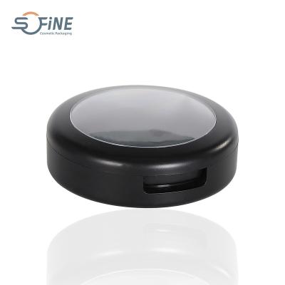 China Recycled Materials Matt Black Round Blush Empty Compact Powder Case With Mirror for sale