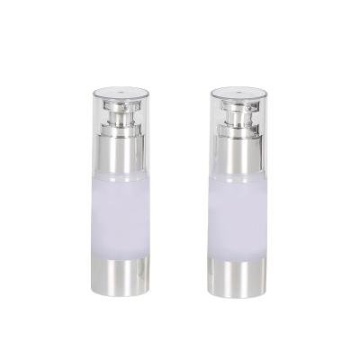 China Cosmetic Cream Use And 20ml 30ml Skin Care Lotion Plastic Silver Airless Bottle for sale