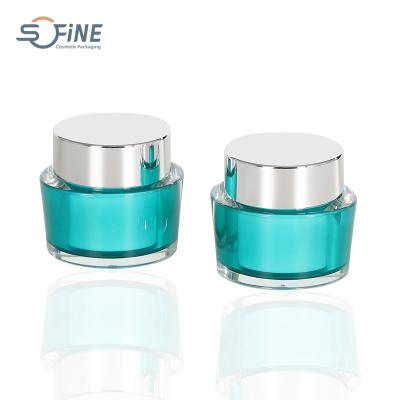 China Cosmetic Manufacturer Customized Empty Cream Cosmetics Jar Turquoise for sale