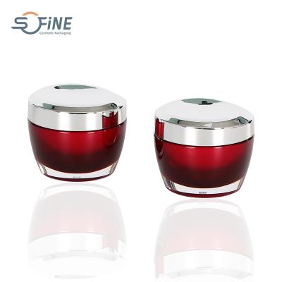 China Cosmetic Customized Cosmetic Packaging Jar Garnet Body Silver Cream Empty Lid for sale