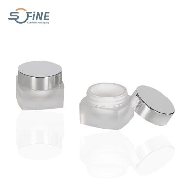 China Cosmetic Square luxury plastic empty eye cream jar double wall 15ml for sale