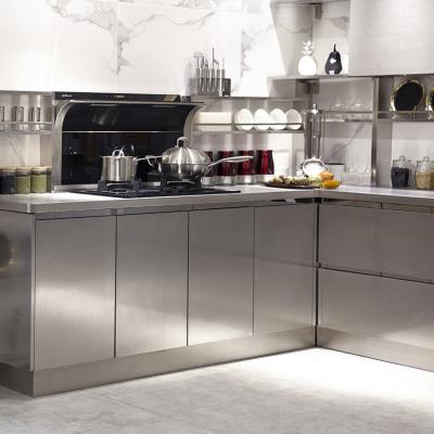 China Simple Farmhouse Brushed Finish Stainless Steel Kitchen Furniture Cabinet Manufacturers From China for sale